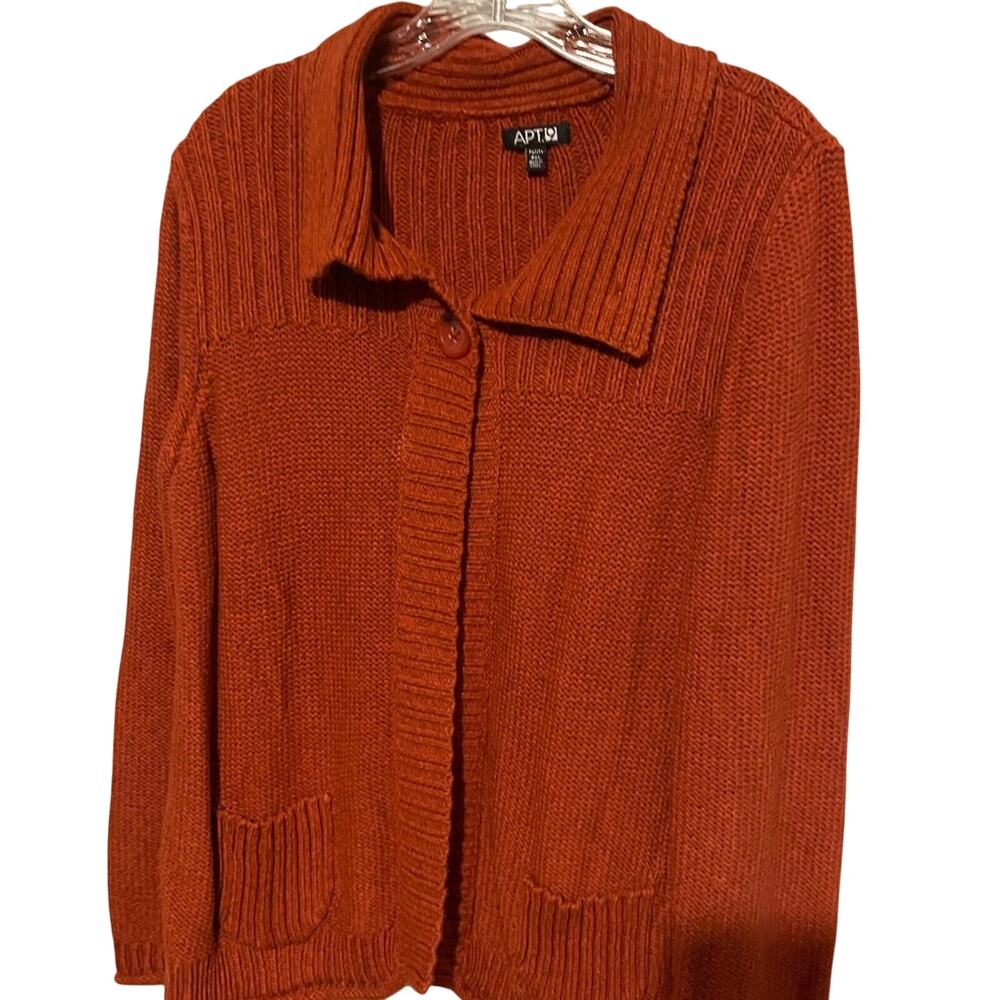Apt 9 Burnt Orange button up sweater womens petite XL